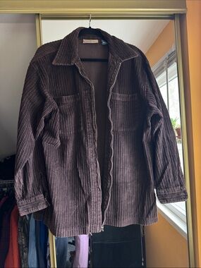 Brown Corduroy Gold Zip-Up Jacket Size L